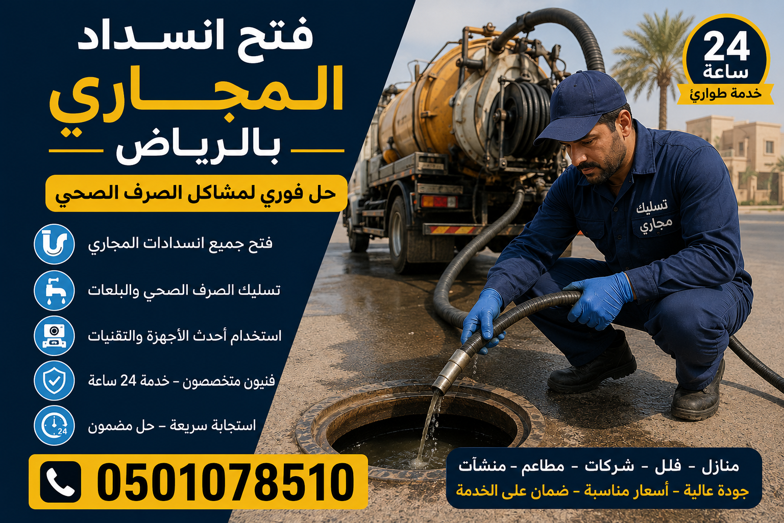 فتح انسداد المجاري بالرياض 0501078510 | حل فوري لمشاكل الصرف الصحي